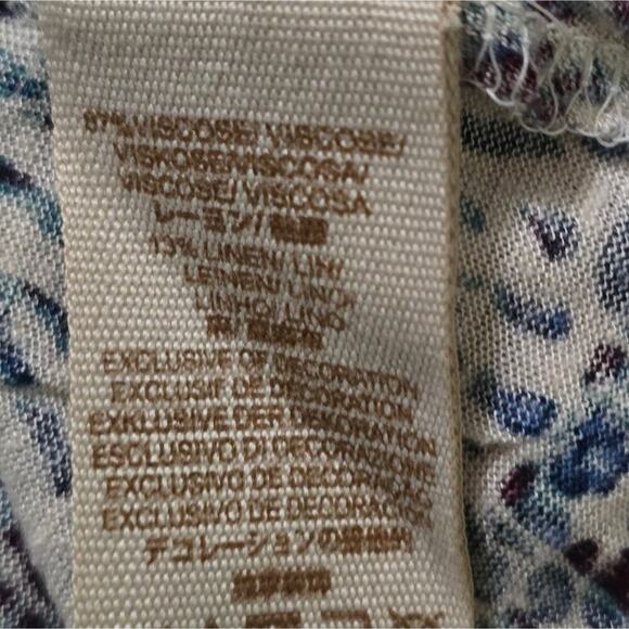 FREE‎ PEOPLE Keyhole Back Lace Trim Multi Color Print Top Blouse Women's Size S - Picture 8 of 9